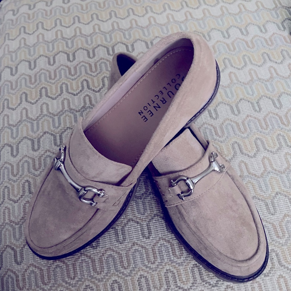 Tan suede loafers